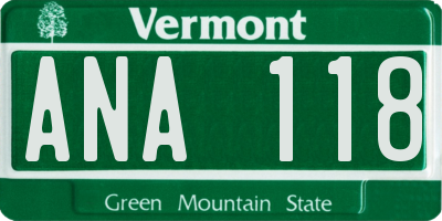 VT license plate ANA118