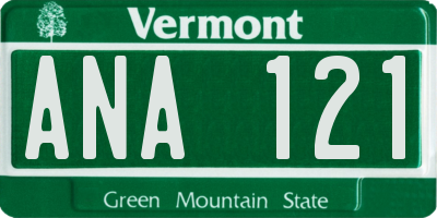 VT license plate ANA121