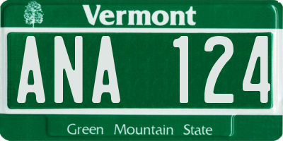VT license plate ANA124
