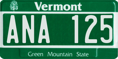 VT license plate ANA125