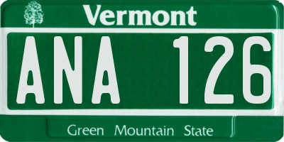 VT license plate ANA126