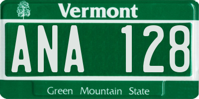 VT license plate ANA128