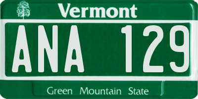 VT license plate ANA129