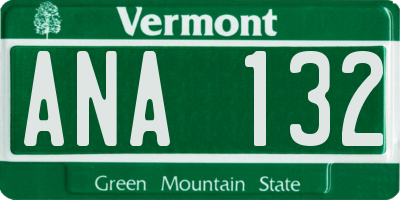 VT license plate ANA132