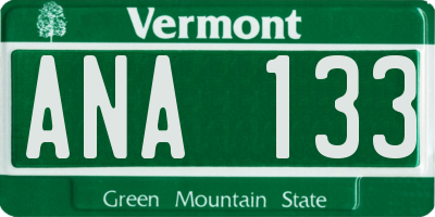 VT license plate ANA133