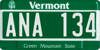 VT license plate ANA134