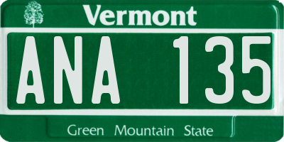 VT license plate ANA135