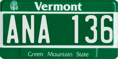 VT license plate ANA136