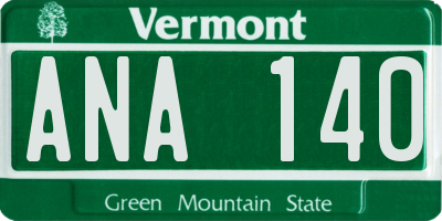 VT license plate ANA140