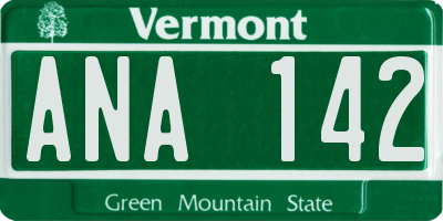 VT license plate ANA142
