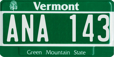 VT license plate ANA143