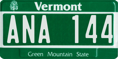 VT license plate ANA144