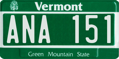 VT license plate ANA151