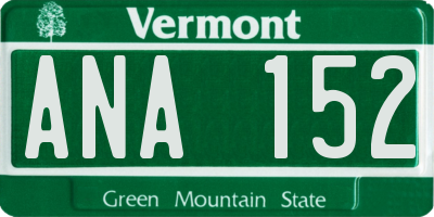 VT license plate ANA152