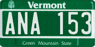 VT license plate ANA153