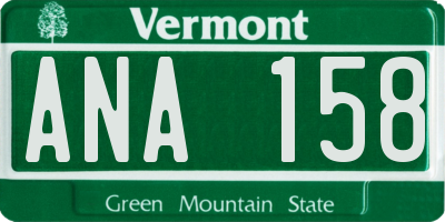VT license plate ANA158