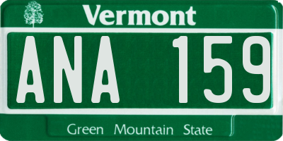 VT license plate ANA159