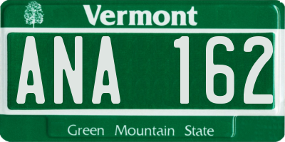 VT license plate ANA162