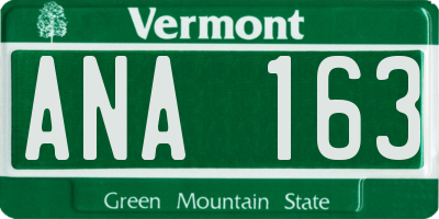 VT license plate ANA163