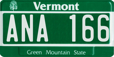 VT license plate ANA166
