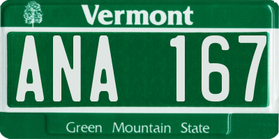 VT license plate ANA167
