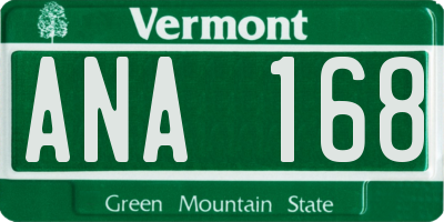 VT license plate ANA168