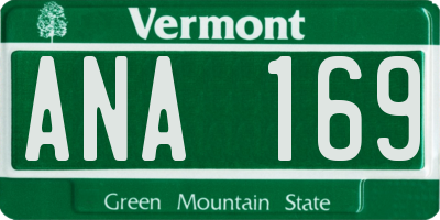 VT license plate ANA169
