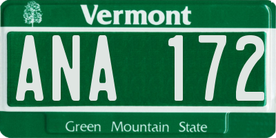 VT license plate ANA172