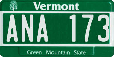 VT license plate ANA173