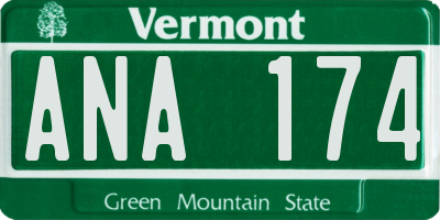 VT license plate ANA174