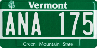 VT license plate ANA175