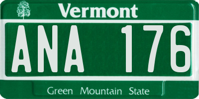 VT license plate ANA176