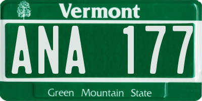 VT license plate ANA177