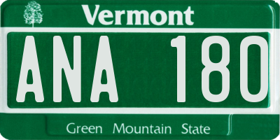 VT license plate ANA180