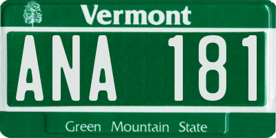 VT license plate ANA181