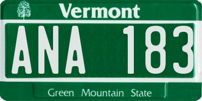 VT license plate ANA183