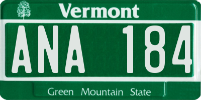 VT license plate ANA184