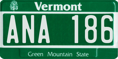 VT license plate ANA186