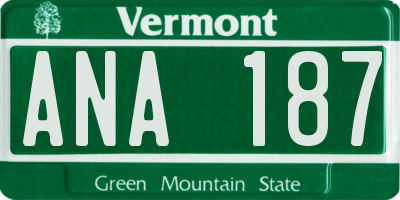 VT license plate ANA187