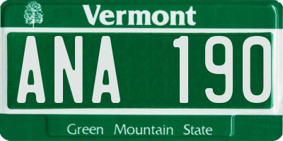 VT license plate ANA190