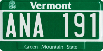 VT license plate ANA191