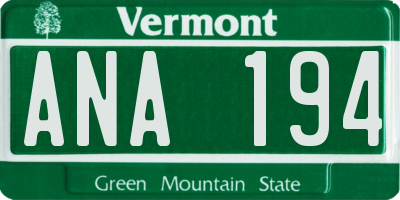 VT license plate ANA194