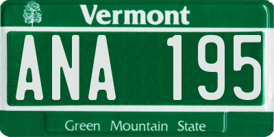 VT license plate ANA195