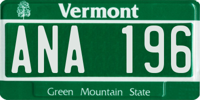 VT license plate ANA196