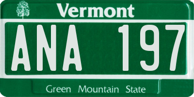 VT license plate ANA197