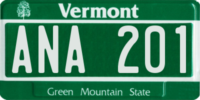 VT license plate ANA201