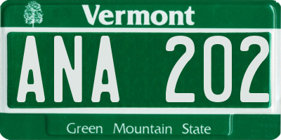 VT license plate ANA202