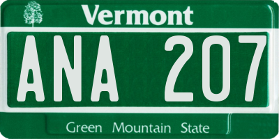 VT license plate ANA207