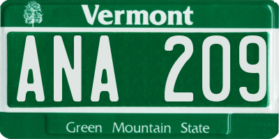 VT license plate ANA209