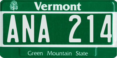 VT license plate ANA214